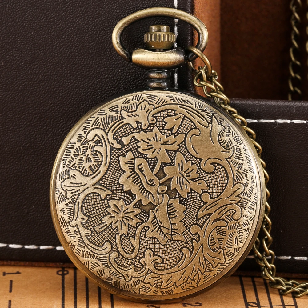 Vintage Chain Pendant Clock Bronze Relogio de bolso Jedi Order Theme Quartz Necklace Pocket Watch For Men Gift