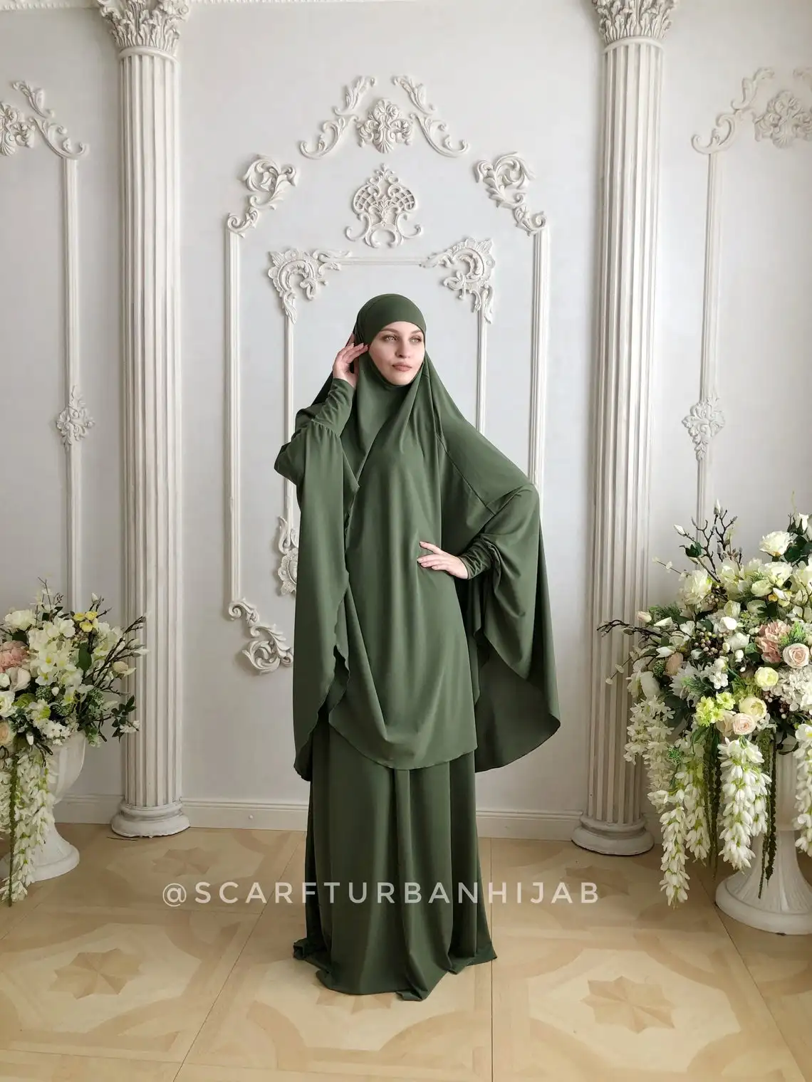 Islamic Ramadan Muslim Long Burqa With Skirt Plain Jersey Prayer Sets Telekung For Women