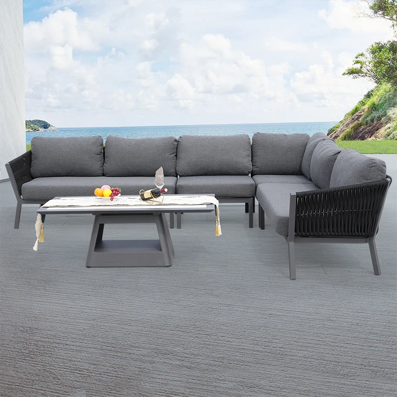 Factory Wholesale Outdoor Garden 5 Pieces Sofa Set Outdoor Furniture Aluminum Frame Patio Sofa Set with Cushions