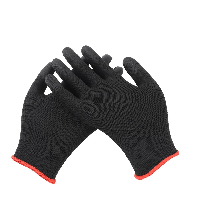 Antistatic carbon fiber knitted ESD fingertips coated protective PU gloves