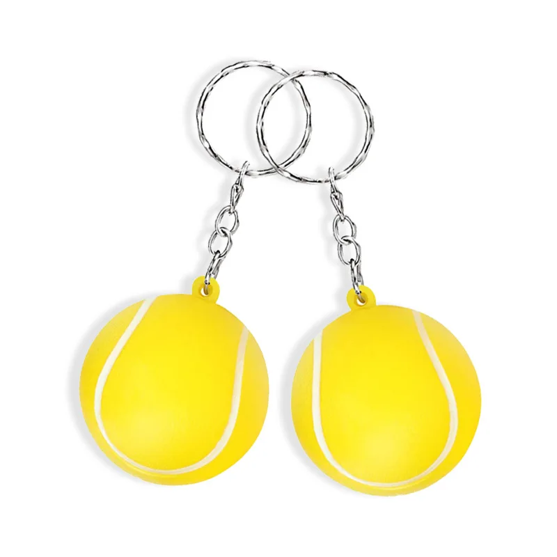 New Product Chain Key Ring Keychain Tennis Pu Foam Stress Ball For Decorative accessories