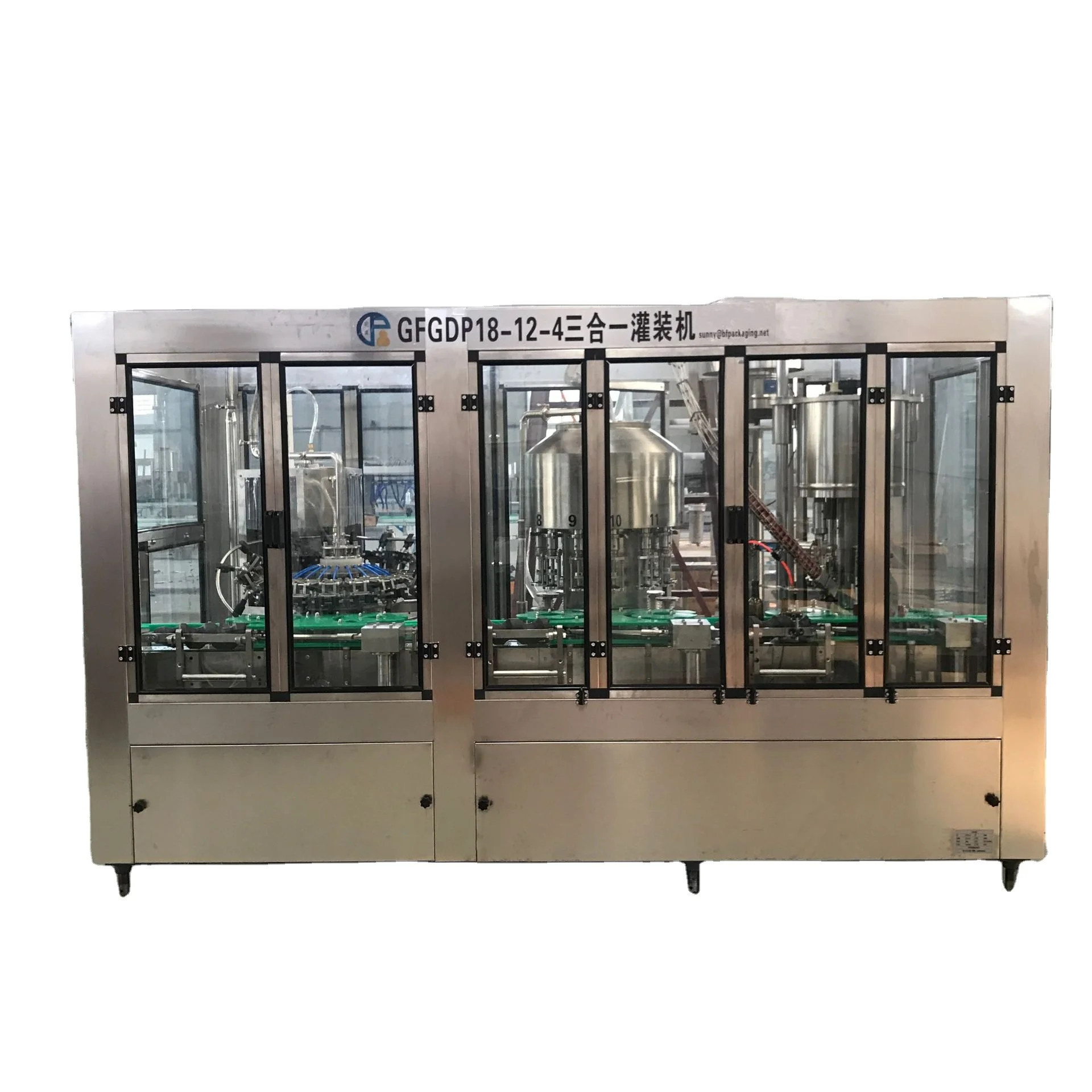 Wine Whisky Vodka Bottling Production Line Rinser Filling Capping 3-in-1 Monoblock Machine