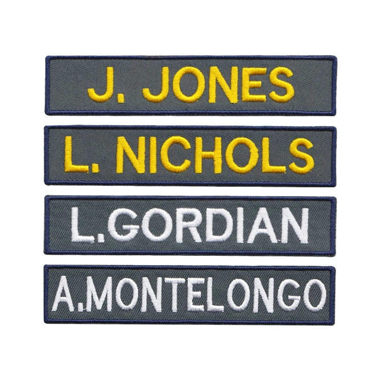 Top quality name design 100% embroidery patches sew iron on for clothing