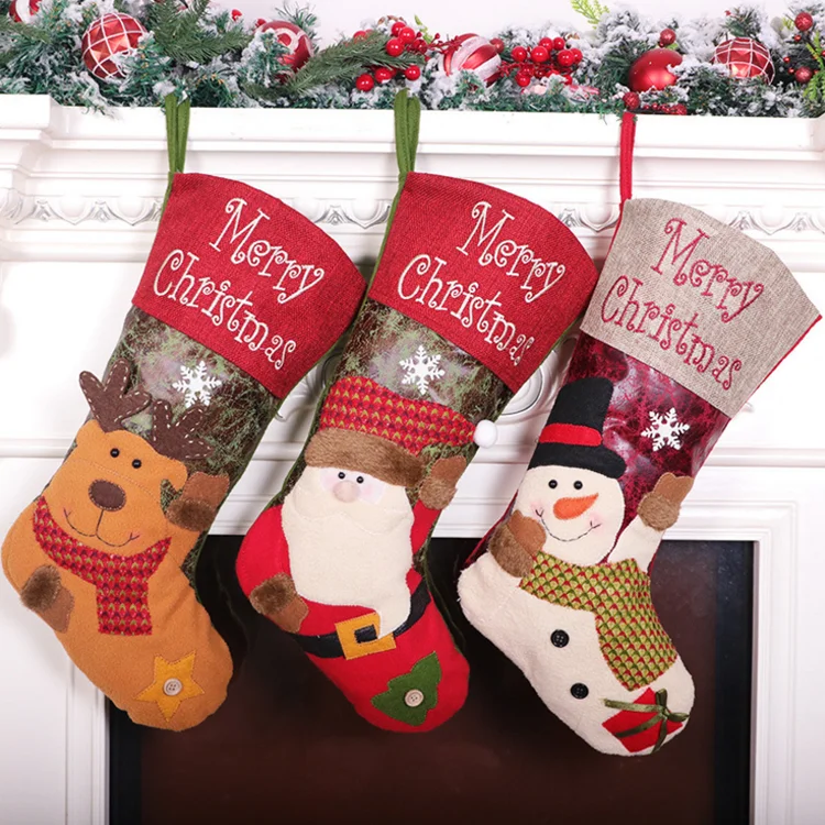 Store window decoration merry christmas socks Santa Claus snowman Elk Christmas gift socks Candy socks pendant