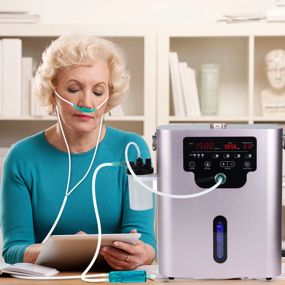 Suyzeko clinic use spe pem hydrogen inhaler ho1000 inhaler water electrolysis hydrogen h2 gas 1500ml