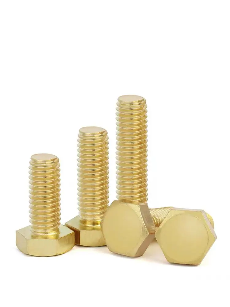 Finish Machining Brass Hexagonal Bolt DIN933 High Anti-corrosion Wear Resistance Hex Head Bolts M6 Bolt M1.6-M52