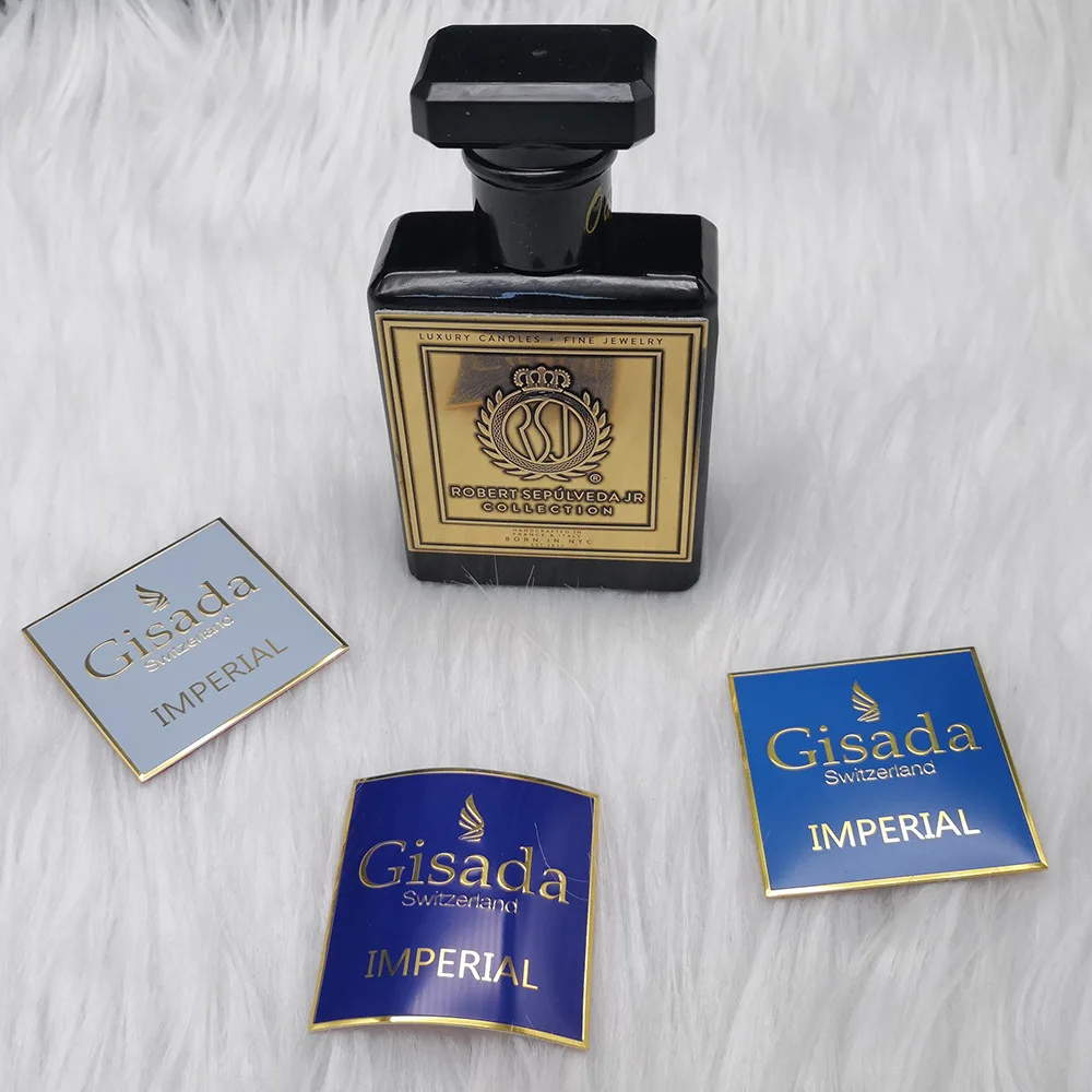 Label Luxury Cosmetic Glass Bottle Jar Packaging Sticker Gold OEM Personalised Perfume Metal Waterproof Aluminum Customized