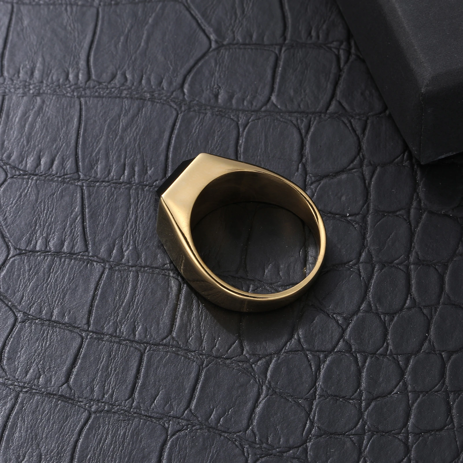 Trendy Stainless steel Black Zircon Male Ring Punk Style Geometric Ring Men Party Jewelry Accessories