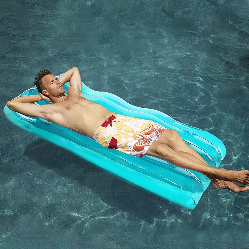 Inflatable Pool Float Lounge Raft, Swimming Pool Floating Air Bed Mattress for Summer Parties