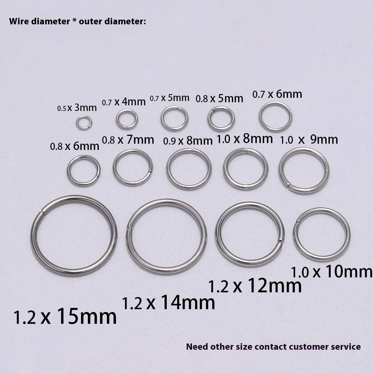 Wholesale of various sizes of stainless steel open loops at actual prices, used for DIY jewelry and jewelry making materials