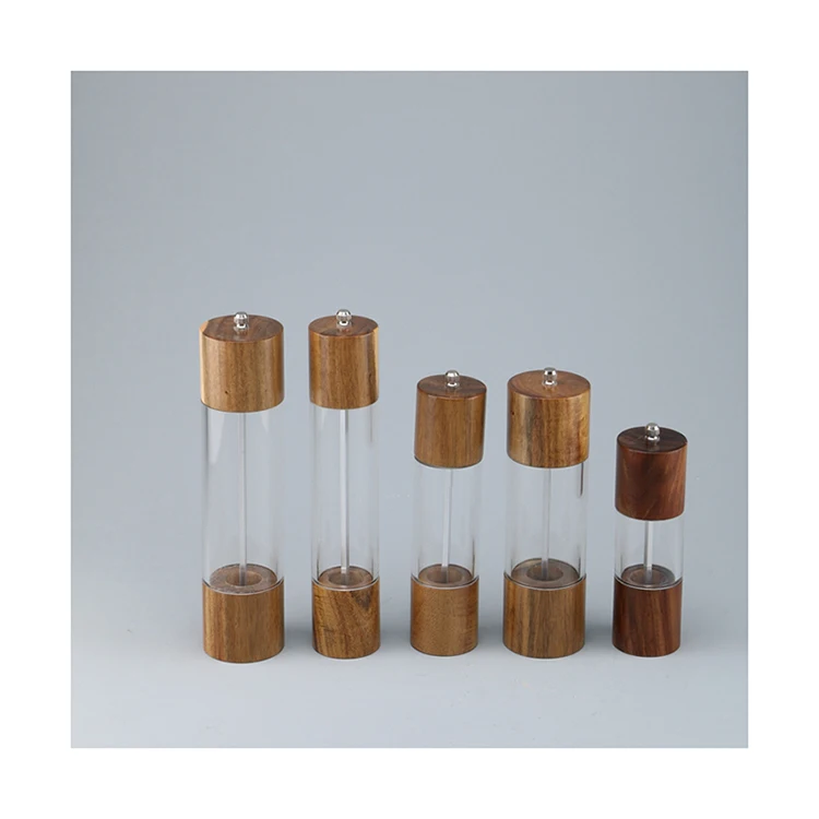 Eco-friendly Kitchen Tool Custom Design  Personalized Bamboo Lid Glass Body Pepper Grinder