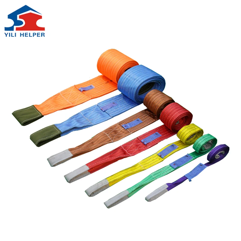 Flat Webbing Sling Lifting Belt Color Code Lifting Belt Sling Flat Braided Lifting Slings