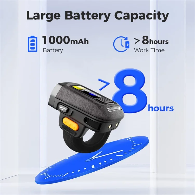 Promotion 2D finger barcode scanner match with wearable tablets BT wireless QR code finger scanner