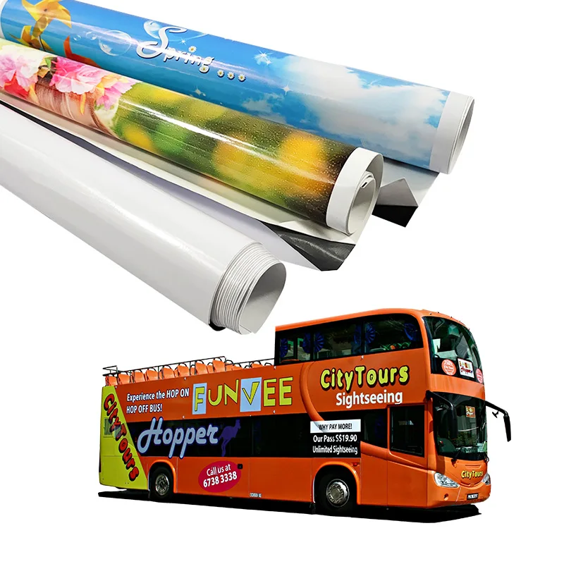 Self Adhesive Vinyl 140g 160g Printable Vinyl Roll White Sticker Wrap for for Advertising on Bus or Window