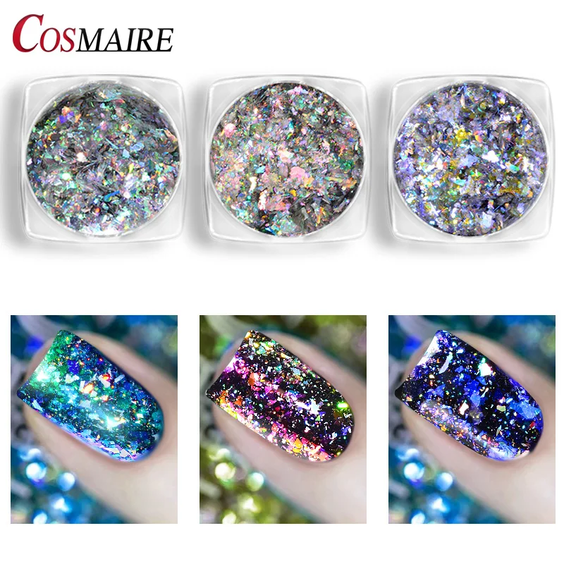 Wholesale Aurora Holographic Flakes Multicolor Nail Pigment Powder