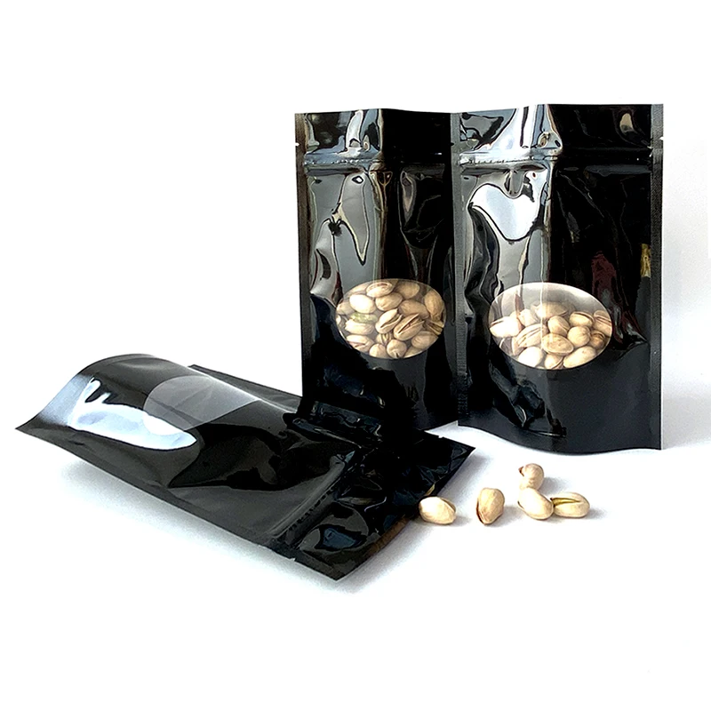 Custom printed black die cut edible cookie mylar ziplock bags 3.5g 7g with windows