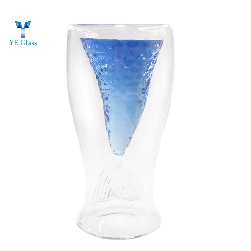 Unique Fishtail Shaped Glass Cup Beer Mug 100ml High Borosilicate Glass Drink Mug