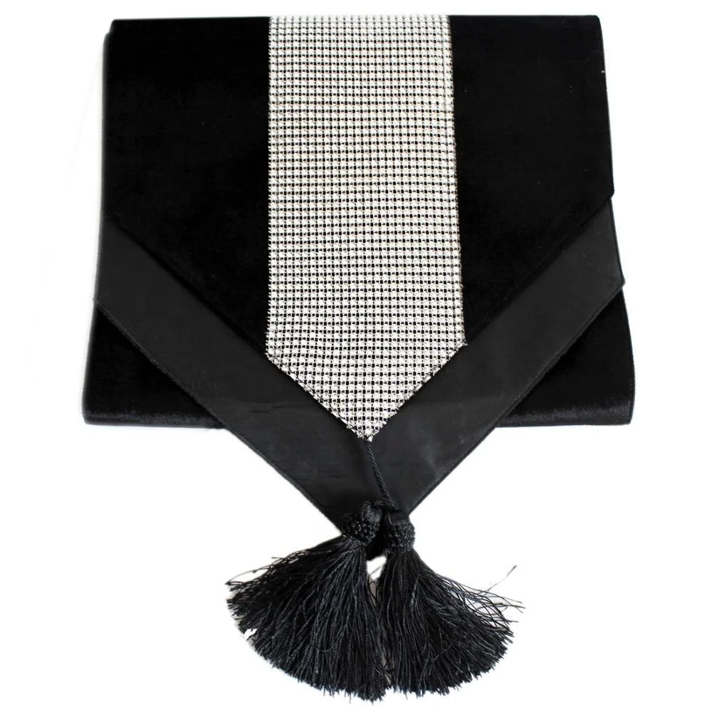 New Design High Quality Velvet Pintuck Burling Burling Sequin with Tassel  Fashionable Table Runner Tabletop Decoration