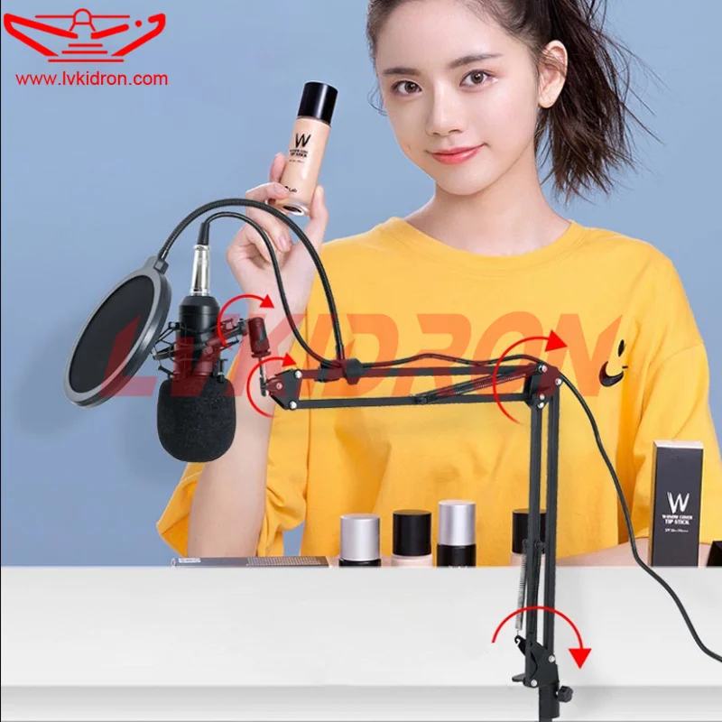 Live microphone stand set large diaphragm condenser microphone microphone voice network with goods K song