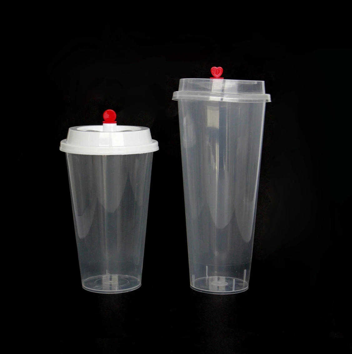 12oz 16oz 24oz Clear PP Plastic Cups with Flat Lids plastic disposable twins split pp plastic cup bubble tea milk shakes