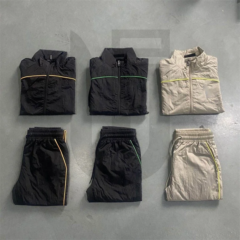 Custom mens clothing short and jacket jogger set two piece zipper polyester windbreaker tracksuit short set