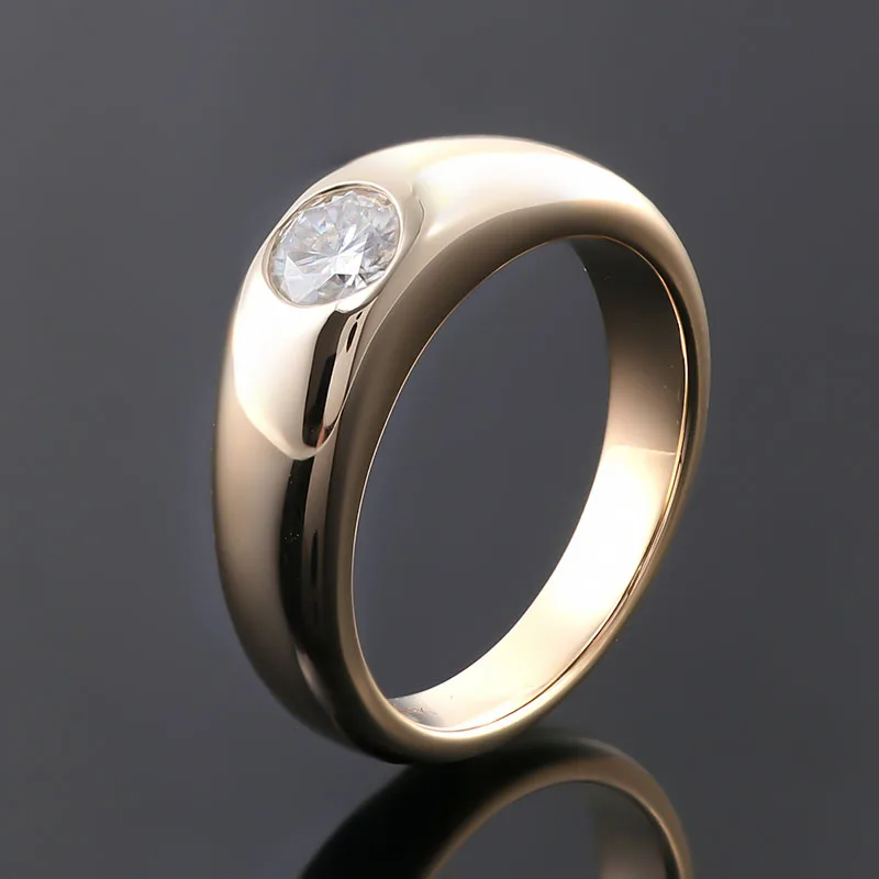 Gypsy ring Flush Set 14k 18k Gold Custom Rings Round Oval Pear Emerald Lab Grown Diamond Moissanite Fashion jewelry Rings