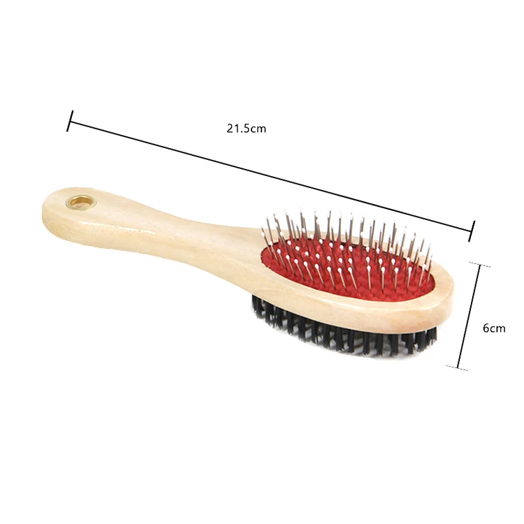 Wooden Double side Pig bristle Hair Remover Cleaning grooming Dog Cat Pet Brush