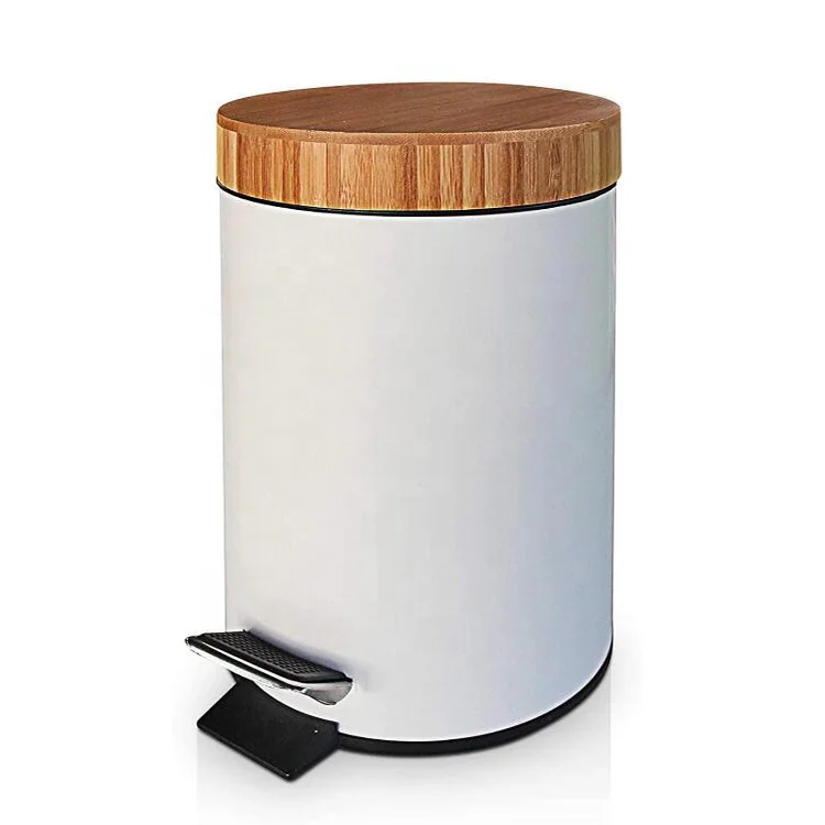 3L 5L Kitchen Soft Closing Garbage Bin Rubbish Waste Bin Bamboo Trash Can