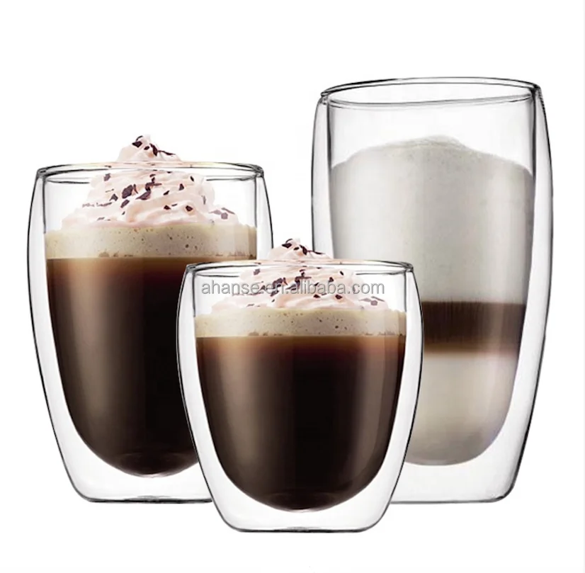 Hot sale Promotional Food Grade Borosilicate Glass Heat-resistant Reusable Double Wall Glass Coffee Cup for tea coffee drinking