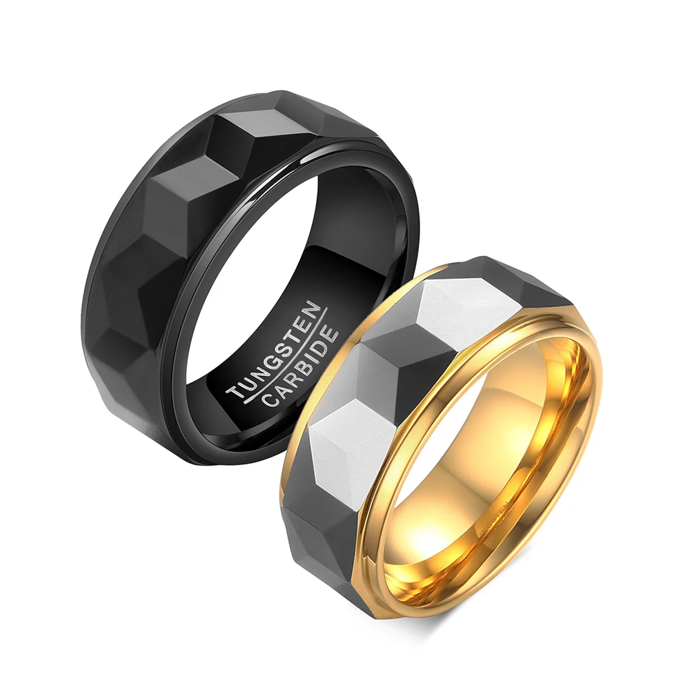 Роскошные ювелирные изделия anillos de oro para hombre золотые серебряные винтажные граненые карбидные вольфрамовые обручальные кольца для