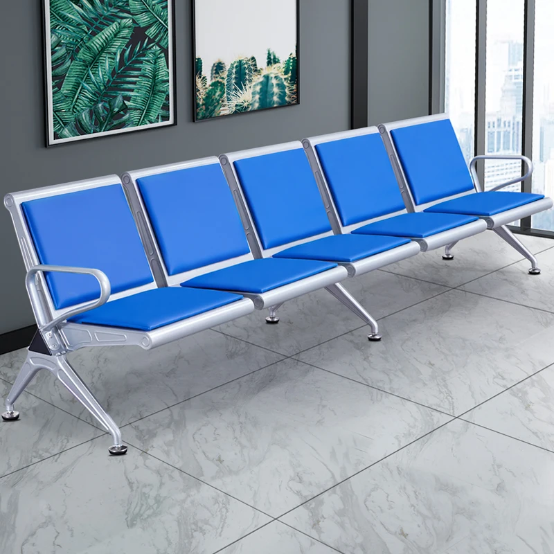 salon reception hotel metalic modern public office hospital mall patient 5 seater waiting chair