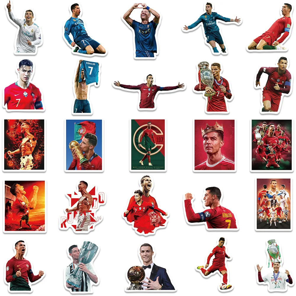 50PCS Popular Football Star Stickers, Luggage, Bicycle, Car Helmet, Waterproof Graffiti Stickers