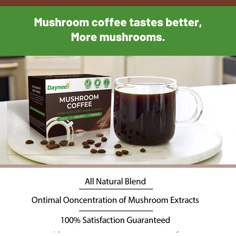 Частная торговая марка Ganoderma кофе черный растворимый гриб экстракт порошка органический льва Грива Гриб
