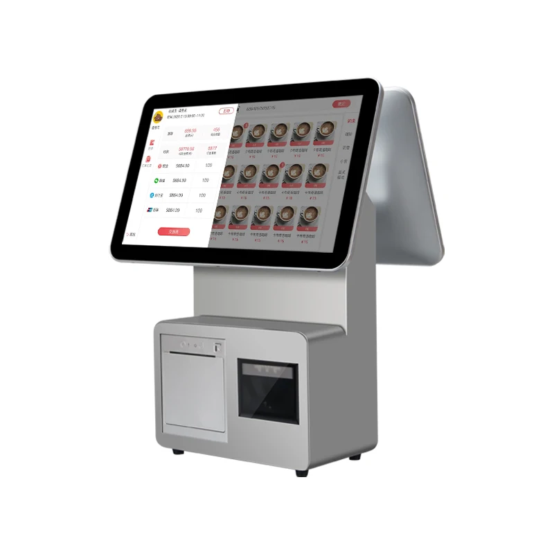 15.6 inch touch screen software hardware all in one Billing Terminal Self Order kiosk Cash Register Pos with Printer Scanner