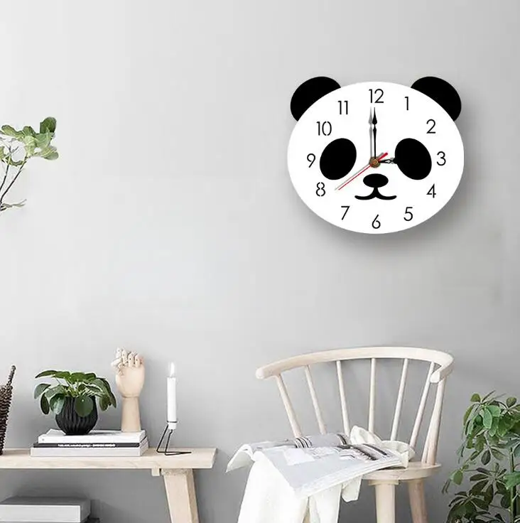 PMMA Acrylic Hanging Wall Clock with mute movement with Panda shape