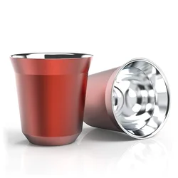 80ml 160ml metal mug mirror Espresso cup Italian double wall insulated custom Stainless Steel Black Espresso Cups Coffee