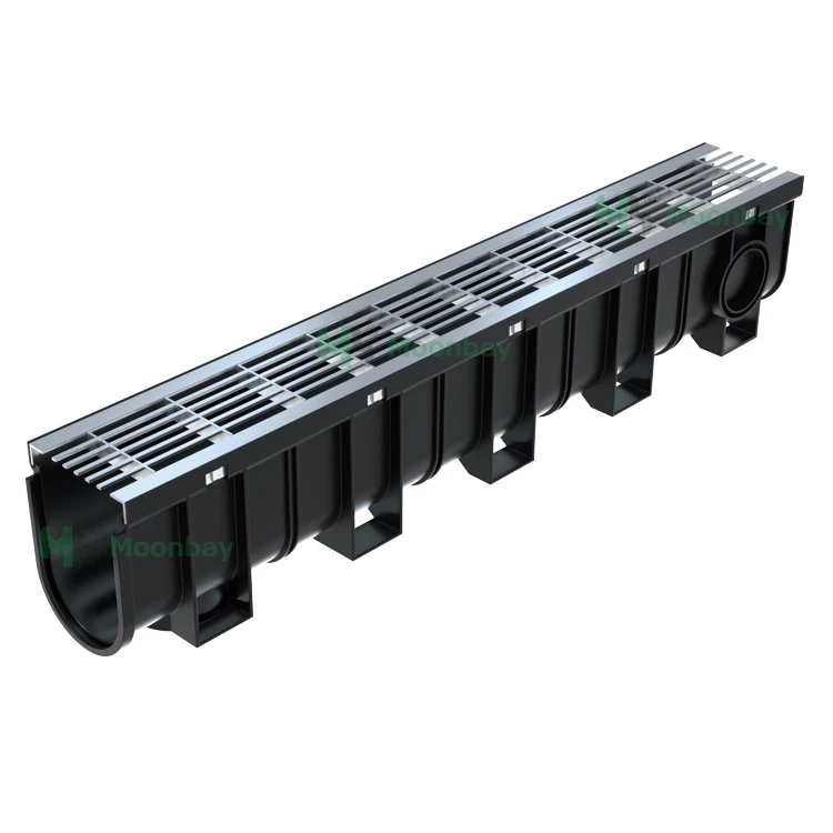 Wholesale plastic sink floor drain system u ditch with grate cover and fittings