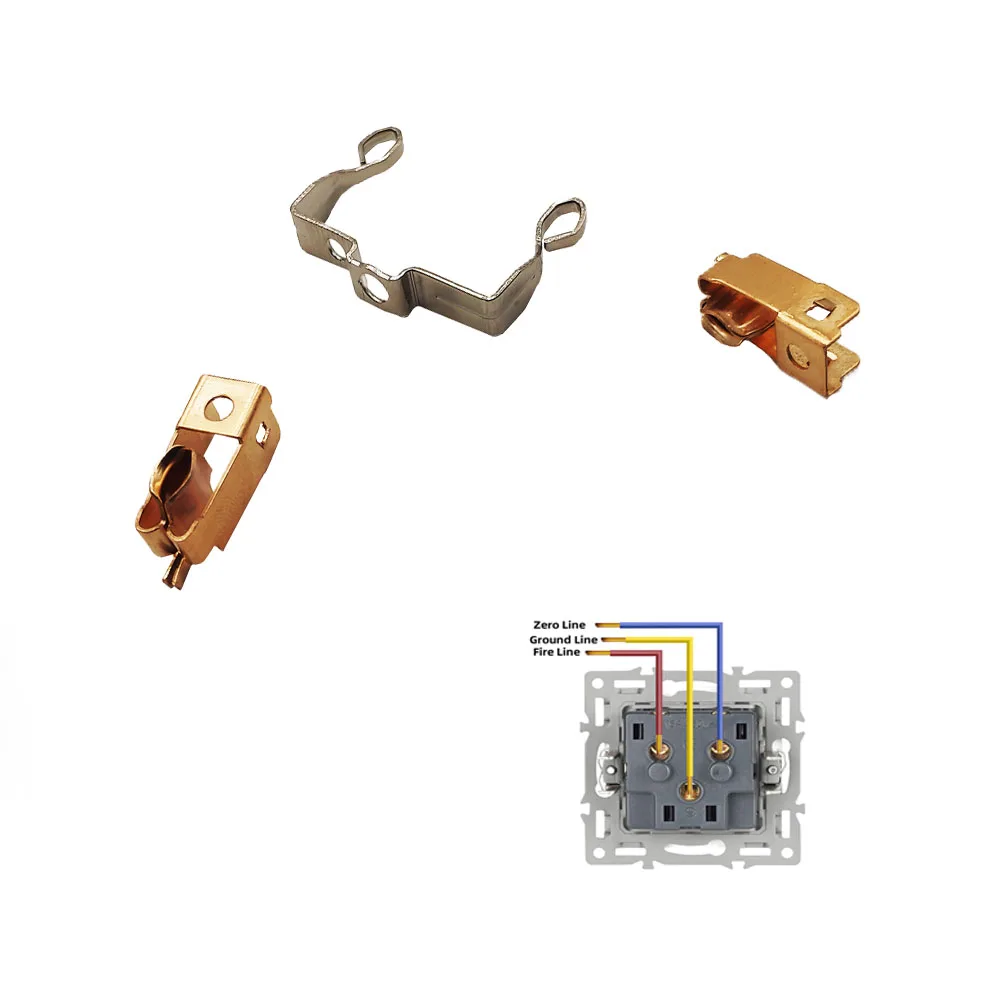 OEM Customized High Quality Electric Plugs Two-Hole Top Precision Wall Socket Copper Components Switches Metal Stamping Parts