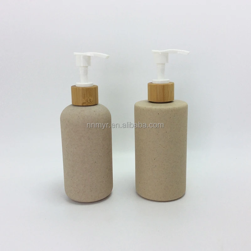 luxury 200ml 300ml 400ml empty flat wheat straw cosmetic tube container cosmetic pump lotion body wash shampoo bottles