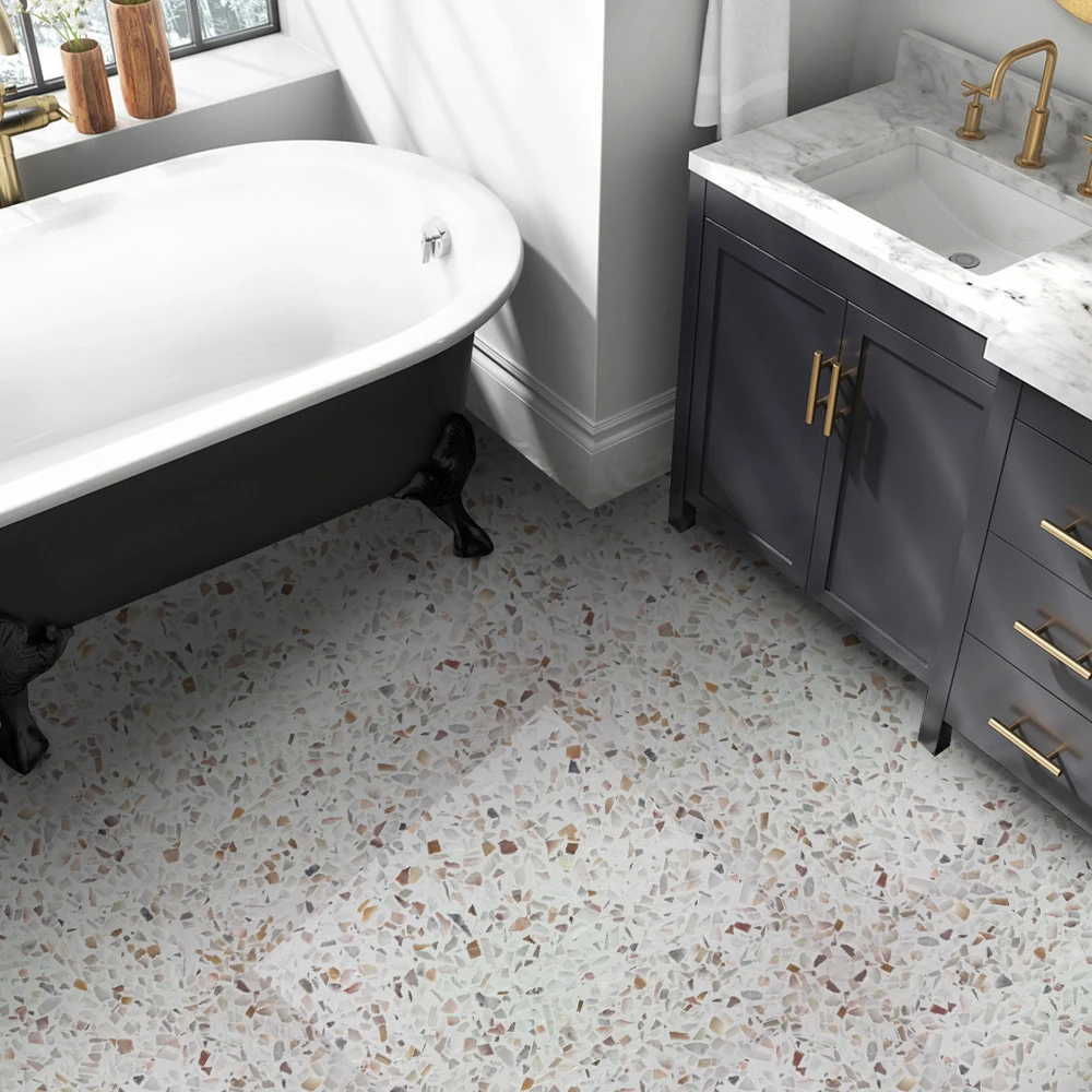 Artiles Great Quality Square Terrazzo Pattern floor sticker covering Wholesale price Self-adhesive PVC flooring tiles