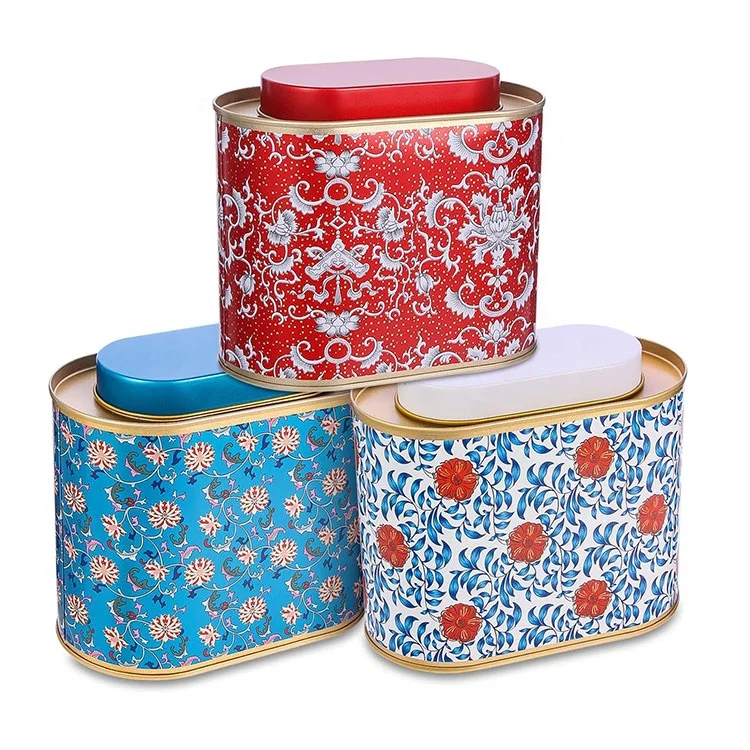 Металлические жестяные канистры овальной формы для хранения чая 3 53 ~ 7 унций с крышками кофе конфеты трава