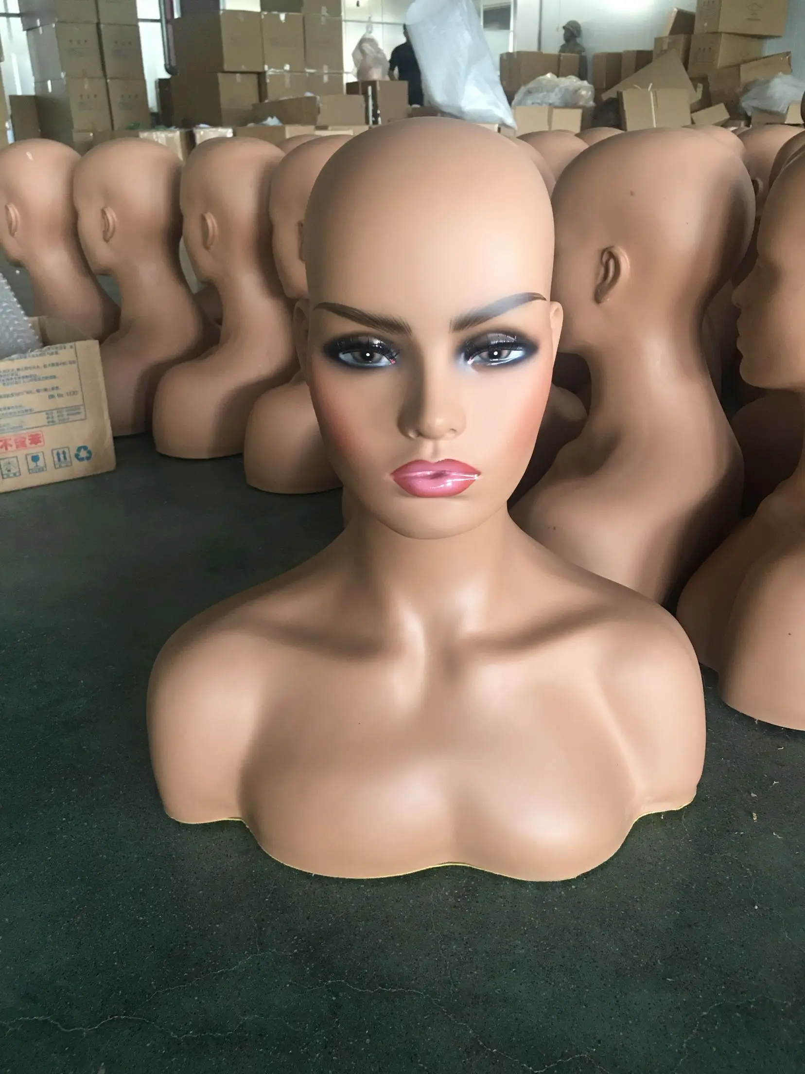 Female Mannequin Head with Shoulders for Wig Hat Jewelry Display Big Breast Half Body 2PCS Wholesale Wig Display Mannequin Heads