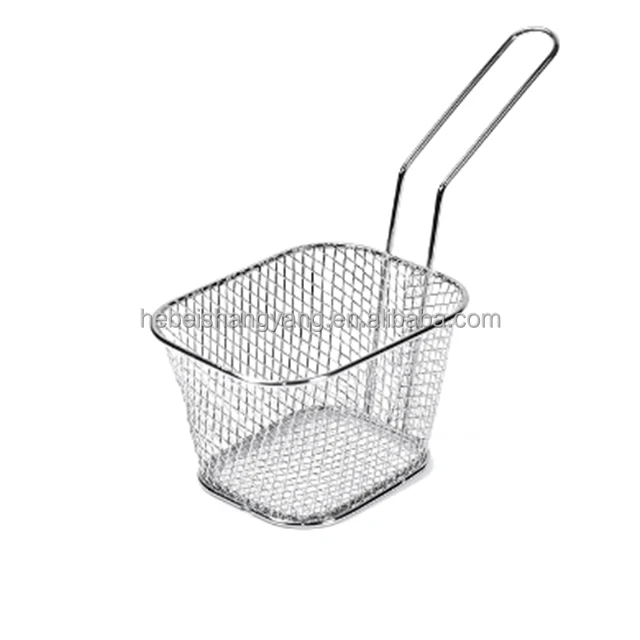 Wholesale Mini Stainless Steel French Fries Serving Baskets Fries Cup French Fries Holder Basket