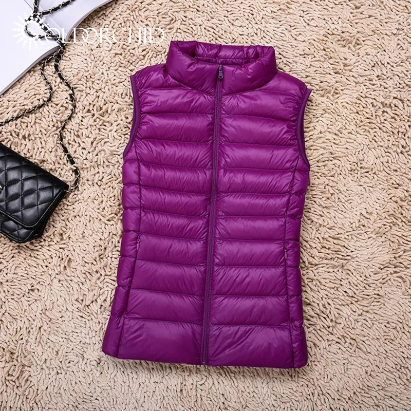 Wholesale Sleeveless Customized Logo Women down vest light duck winter down jacket