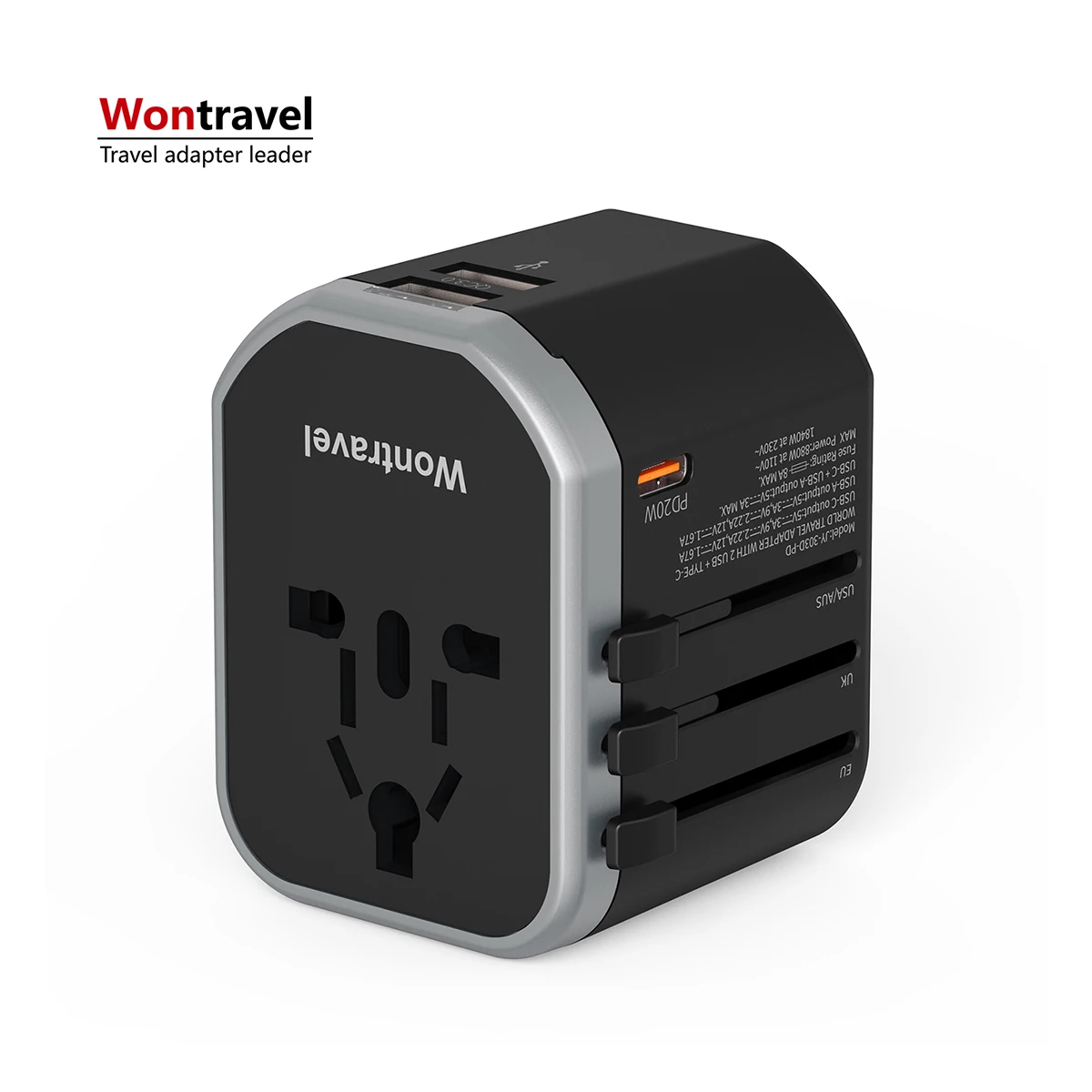 Wontravel Южноафриканский переходник для путешествий Международный Универсальный Переходник 20 Вт PD World Travel Adapter с Type
