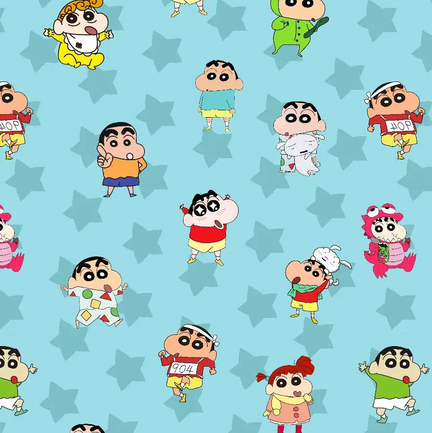 Японские карандаши shin chan с изображением персонажей из мультфильмов оригинальная ткань бамбукового волокна цифровой печатью для одежды