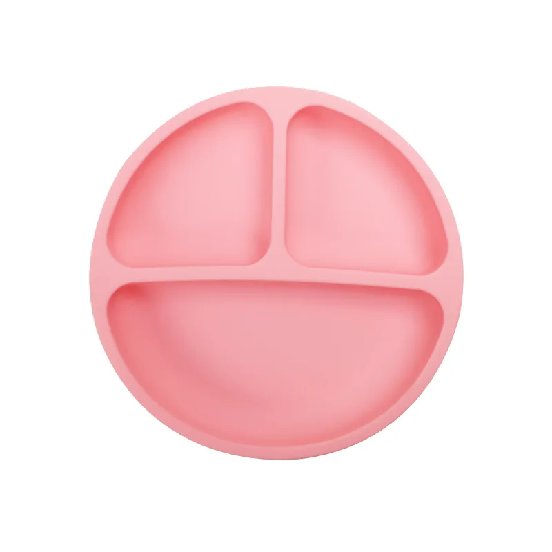 Wholesale Non-Slip BPA Free Suciton Silicone Toddler Plate Silicone divided Toddler Infant Baby Plate With Strong Suction Cups