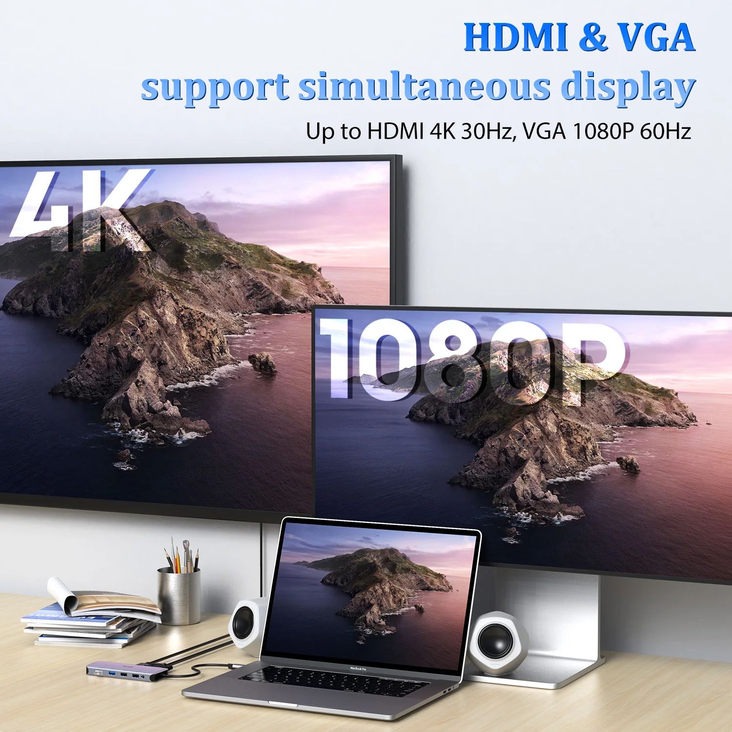 ICZI 11 in 1 usb c adapter 4usb  VGA Lan audio type c hubs for macbook pro 13 15 16inch