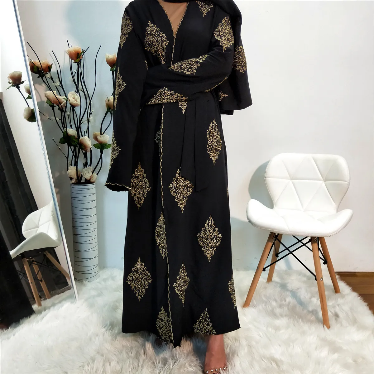 1799#Latest modest fashion advanced elegant embroidery design cardigan islamic clothing hijab kaftan women abaya