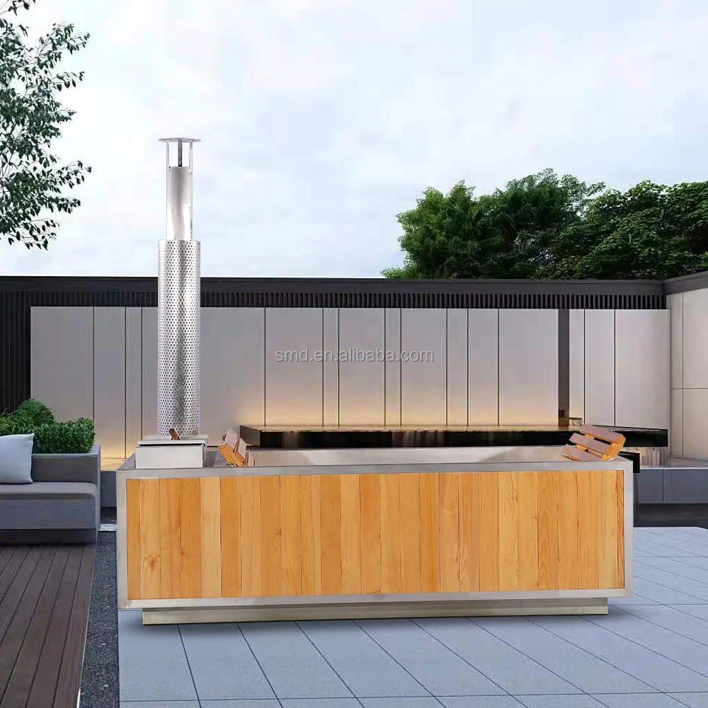 Уличный дровяной кедровый деревянный гидромассажная Ванна прямоугольный большой внутренний нагреватель для 5 человек